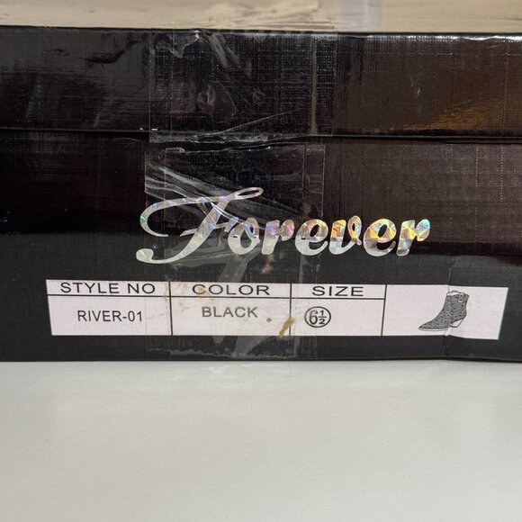 New Women Black Blingy Rhinestone Western Cowboy Boots Ankle Booties Size 6.5 - Picture 6 of 6